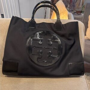 Tory Burch Black Tote with Glossy Logo